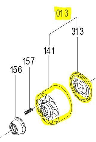 K3VL140 - Cylinder/Valve Plate Assembly LH Series B