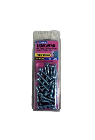 ZENITH 10g-25mm SHEET METAL PAN HEAD SCREW (25 Pack)
