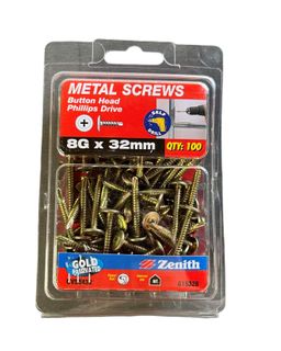 ZENITH 8g-32mm METAL BUTTON HEAD PHILLIPS DRIVE SCREW (100 Pack)

