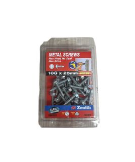 ZENITH 10g-25mm METAL HEX HEAD SCREW (50 Pack)
