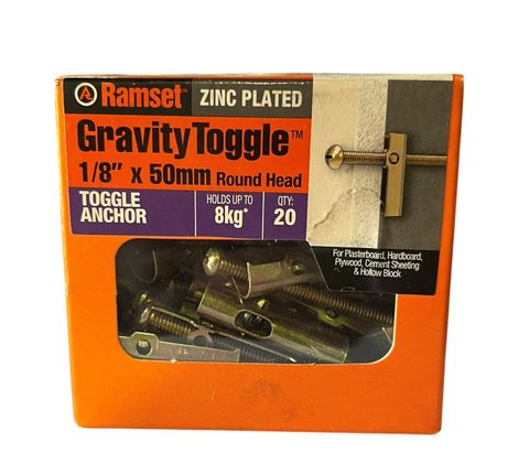 Ramset Zinc Plated Gravity Toggle Anchor - 20 Pack 1/8" x 50mm
