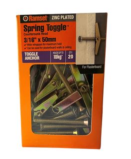 Ramset Zinc Plated Spring Toggle Anchor - 20 Pack 3/16" x 50mm

