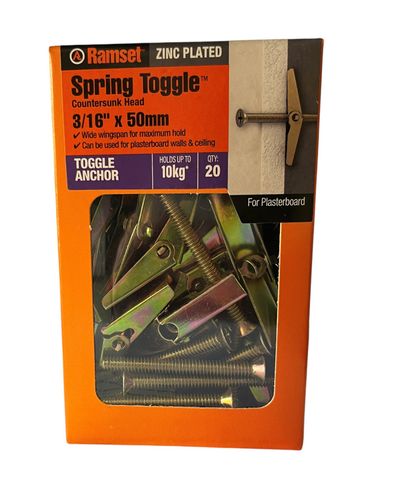 Ramset Zinc Plated Spring Toggle Anchor - 20 Pack 3/16" x 50mm

