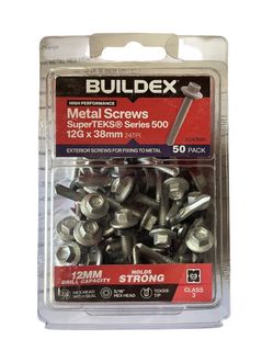 BUILDEX 12g-38mm METAL HEX HEAD SCREW (50 Pack)
