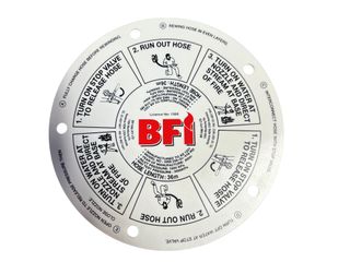 Fire Hose Reel Instruction Label PVC Small- BFI Hose Reel- 20cm