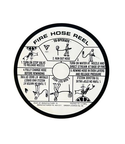 Fire Hose Reel Instruction Label Sticker Small