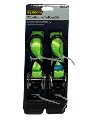 2 Pce Ratchet Tie Down Set