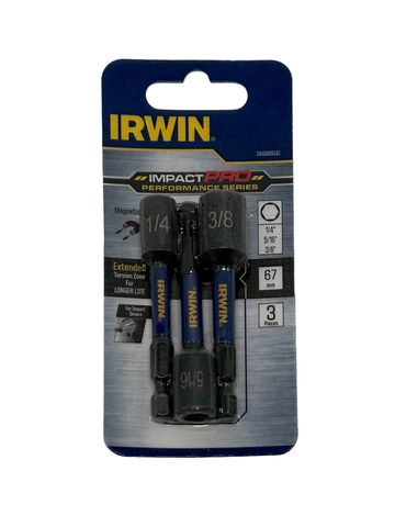 Irwin Impact Pro Performance 67mm 3 Piece Nutsetter Set 1/4, 5/16, 3/8