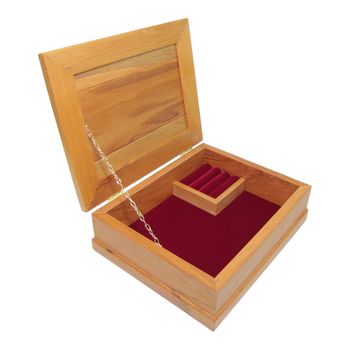 JEWELLERY BOX - RIMU - SMALL -  BURGUNDY - 240X195X80MM