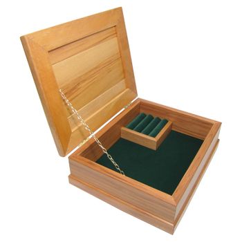 JEWELLERY BOX - RIMU - SMALL -  FOREST GREEN - 240X195X80MM