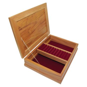 JEWELLERY BOX - RIMU -  DELUXE -  BURGUNDY - 335X245X80MM