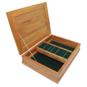 JEWELLERY BOX - RIMU -  DELUXE -  FOREST GREEN - 335X245X80MM