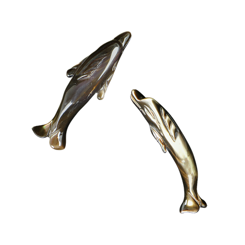 SHELL BEAD - TROCHUS SMOKED - DOLPHIN CARVED 55MM (DOZ)