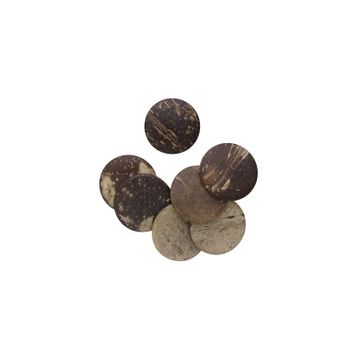 SHELL BLANK COCONUT - CIRCLE - NATURAL CURVE, GROUND BACK, TUMBLED POLISHED - 35MM [55L] (12 DOZ)