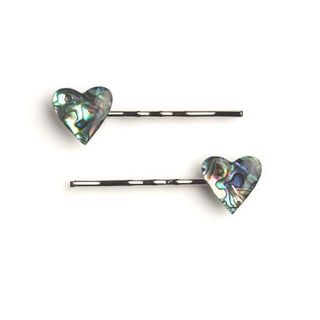 HAIR CLIP PAIR - PAUA HEART