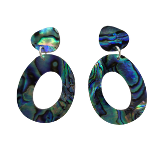 PAUA & RIMU EARRINGS - CIRCLE (2PCE)(46*27MM)