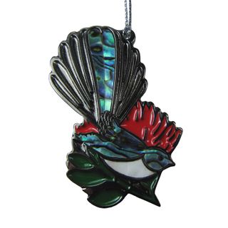 DECORATION - NZ BIRDS -  FANTAIL & POHUTUKAWA