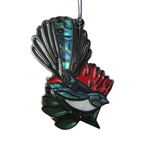 DECORATION - NZ BIRDS -  FANTAIL & POHUTUKAWA