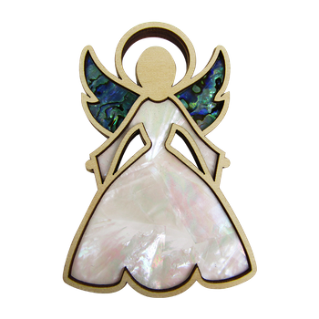 DECORATION LARGE - ANGEL - MOTHER OF PEARL & HOOP PINE