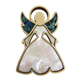 DECORATION LARGE - ANGEL - MOTHER OF PEARL & HOOP PINE