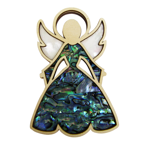 LARGE PAUA ANGEL DECORATION