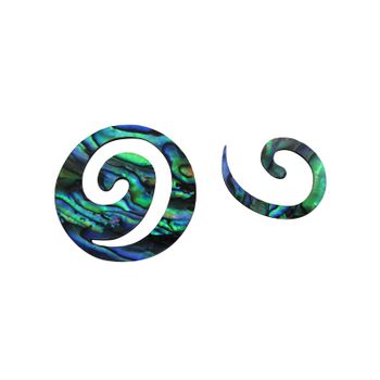 GLOSS PAUA VENEER SHAPE - KORU SMALL [28MM] (DOZ)