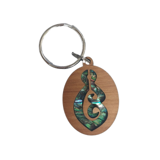 PAUA & RIMU 3D KEYRING - DOUBLE KORU TEAR