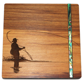 PAUA AND RIMU - COASTER - FISHING - SINGLE