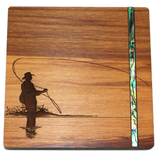 PAUA AND RIMU - COASTER - FISHING - SINGLE