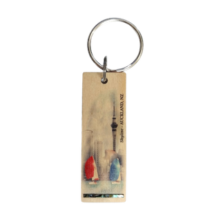 HOOP-PINE/PAUA STRIP KEYRING - SKYLINE