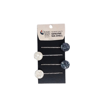 HAIR CLIP PAIR - GALAXY CIRCLE - BLACK AND WHITE (4PACK)