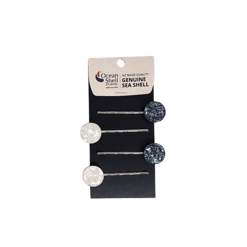 HAIR CLIP PAIR - GALAXY CIRCLE - BLACK AND WHITE (4PACK)