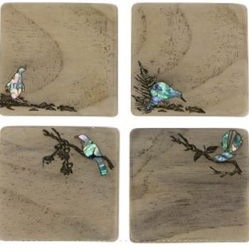COASTER RECYCLEWOOD - SET OF FOUR BIRDS