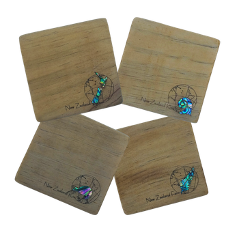 COASTER RECYCLEWOOD - GLOBAL - SET OF FOUR ICON DESIGNS