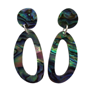 PAUA & RIMU EARRINGS - OVAL (2PCE) (18*43MM)