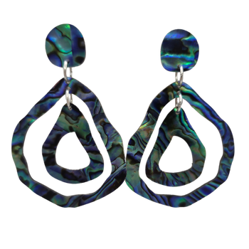 PAUA & RIMU EARRINGS - DOUBLE DROP (3PCE)(37*55MM)