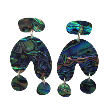 PAUA & RIMU EARRINGS - POODLES (3PCE)(30*55MM)