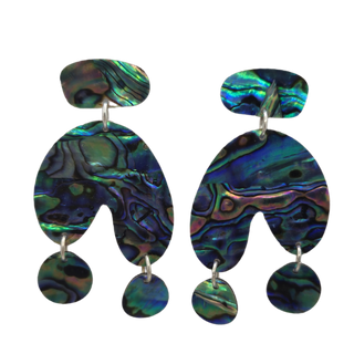 PAUA & RIMU EARRINGS - POODLES (3PCE)(30*55MM)