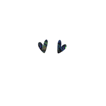 PAUA & RIMU EARRINGS - HEARTS (10*14MM)