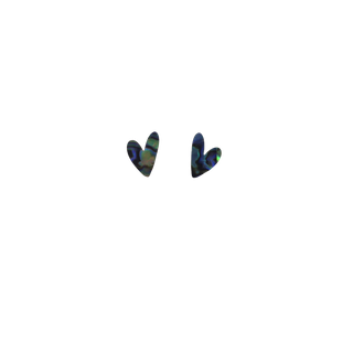 PAUA & RIMU EARRINGS - HEARTS (10*14MM)