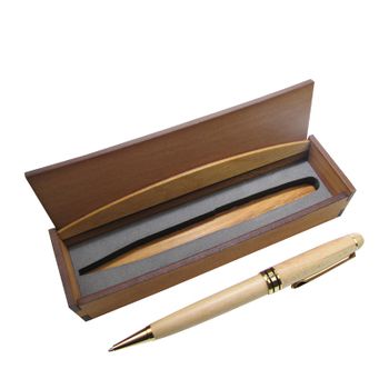 WOODEN MAPLE PEN - MT BLANC STYLE GOLD - BOXED