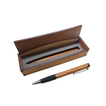 WOODEN RIMU PEN - BLACK RUBBER/TWIST - BOXED