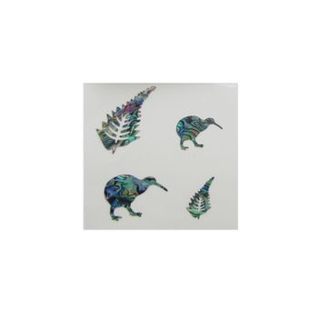 THEME SET -  PAUA STICKERS - KIWI & FERNS (4PCS)