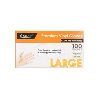 Capri Clear Large Vinyl Gloves Powder Free 100pk