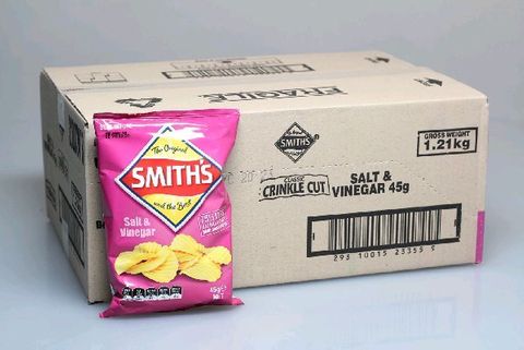 Smiths Salt & Vinegar Crinkle Cut Chips (18x45gm)