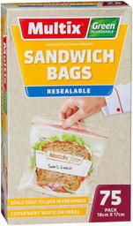 Multix Resealable Sandwich Bags (18cmx17cm) 100pk