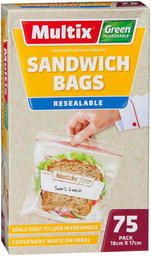 Glad Resealable Sandwich Bags (18cmx17cm) 100pk
