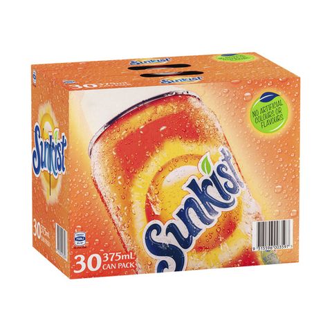 Schweppes Sunkist Orange Flavoured Soft Drink Cans (24x375ml)