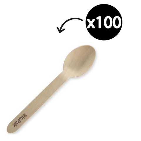 HY-10TS-COATED Biopak 100% Wooden Teaspoons -FSC (100pk)