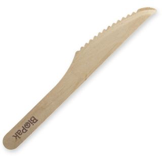 HY-16K-COATED Biopak 100% Wooden Knives (100pk)